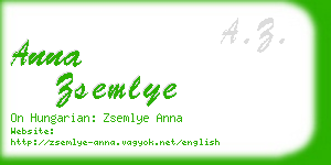 anna zsemlye business card